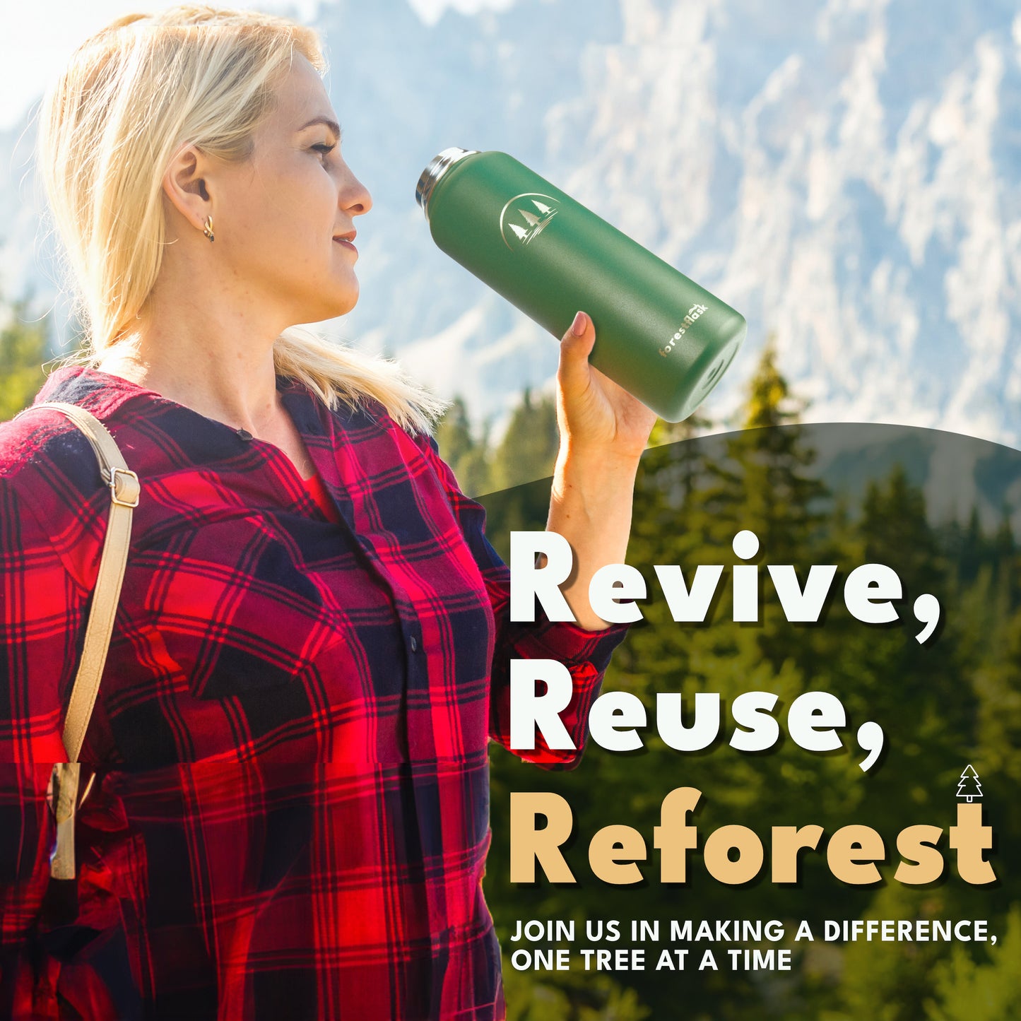 Zero Plastic Forestflask 1.18 Litre in Forest Green